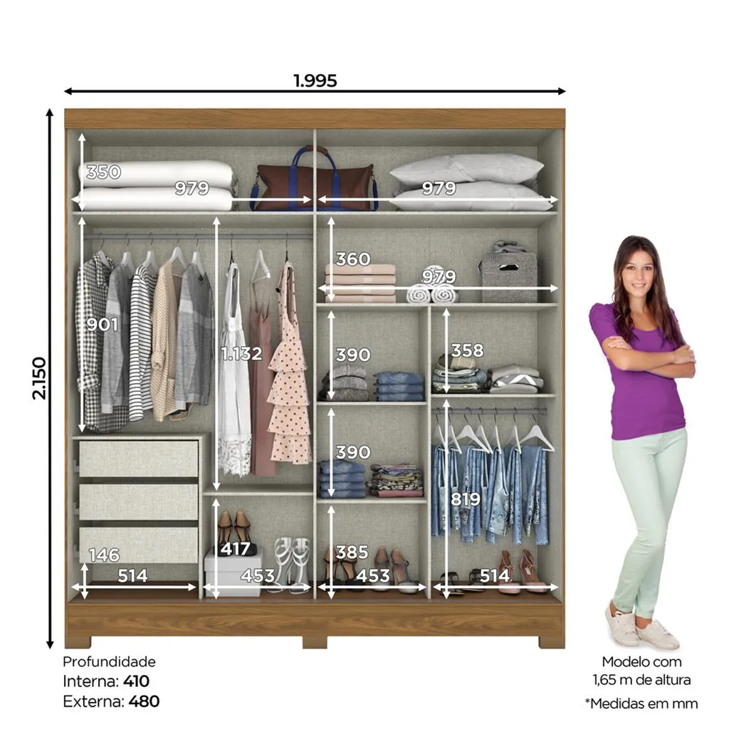 Guarda Roupa B352 com espelho