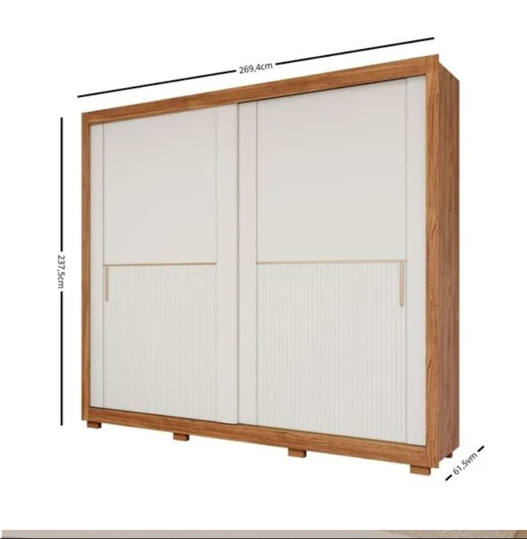 Guarda-Roupa Casal Clarice 100% MDF 2 Portas de Correr 269cm