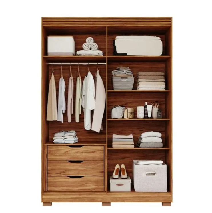 Guarda-Roupa Solteiro Júlia 100% MDF 4 Portas 3 Gavetas 159cm