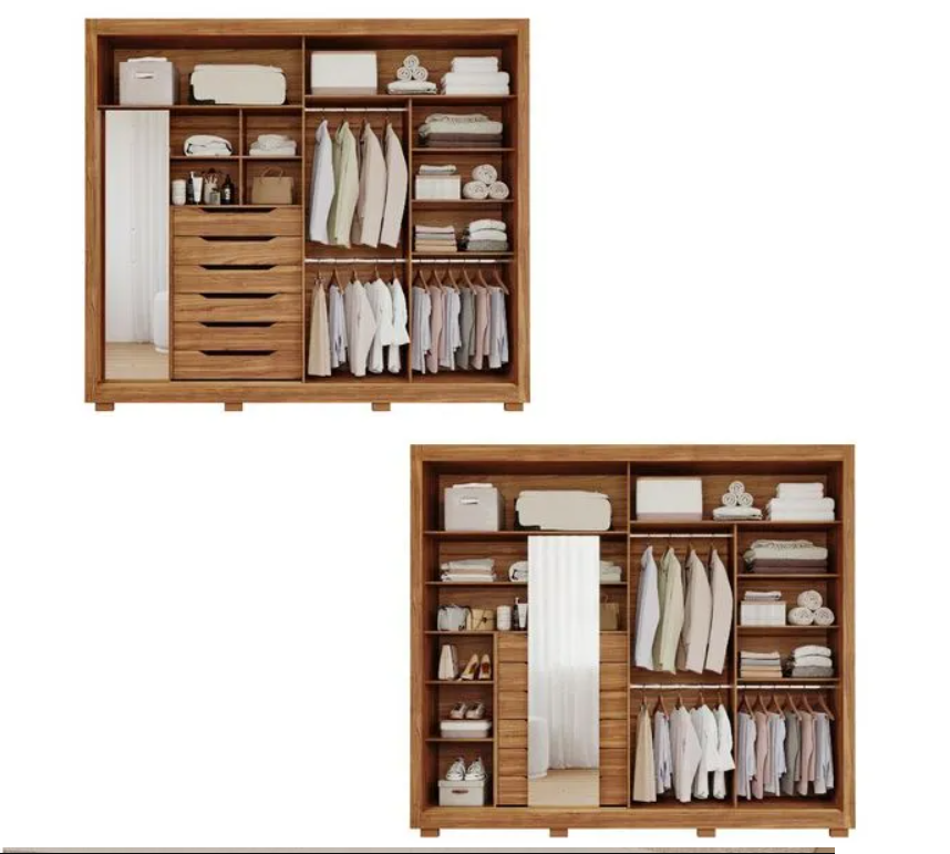 Guarda-Roupa Casal Clarice 100% MDF 2 Portas de Correr 269cm