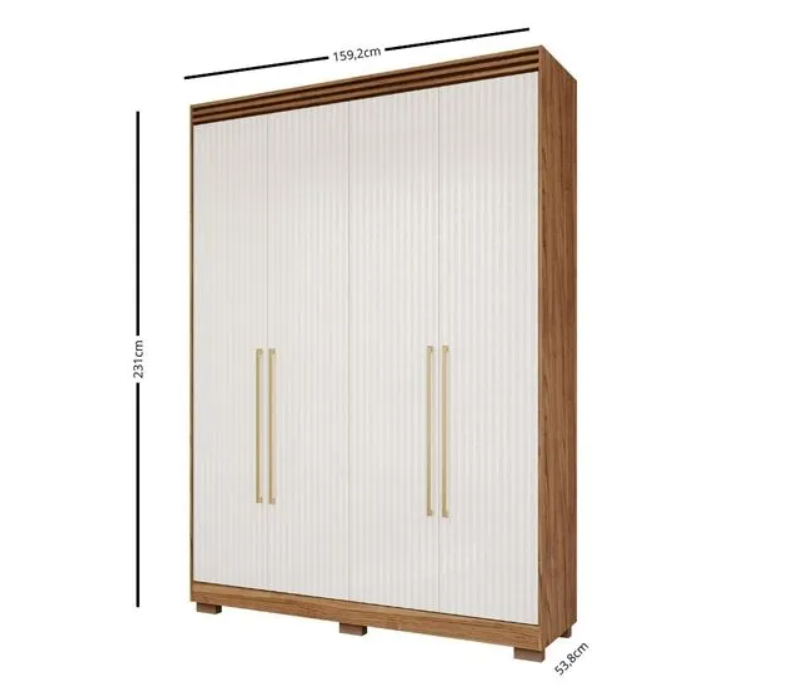 Guarda-Roupa Solteiro Júlia 100% MDF 4 Portas 3 Gavetas 159cm